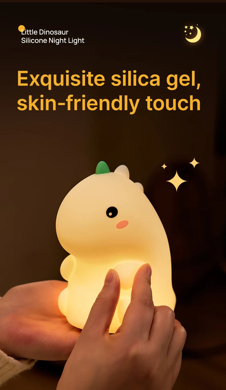Dinosaur LED Night Light – Dimmable Silicone Lamp for Kids 🦖