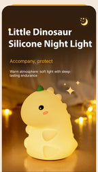 Dinosaur LED Night Light – Dimmable Silicone Lamp for Kids 🦖