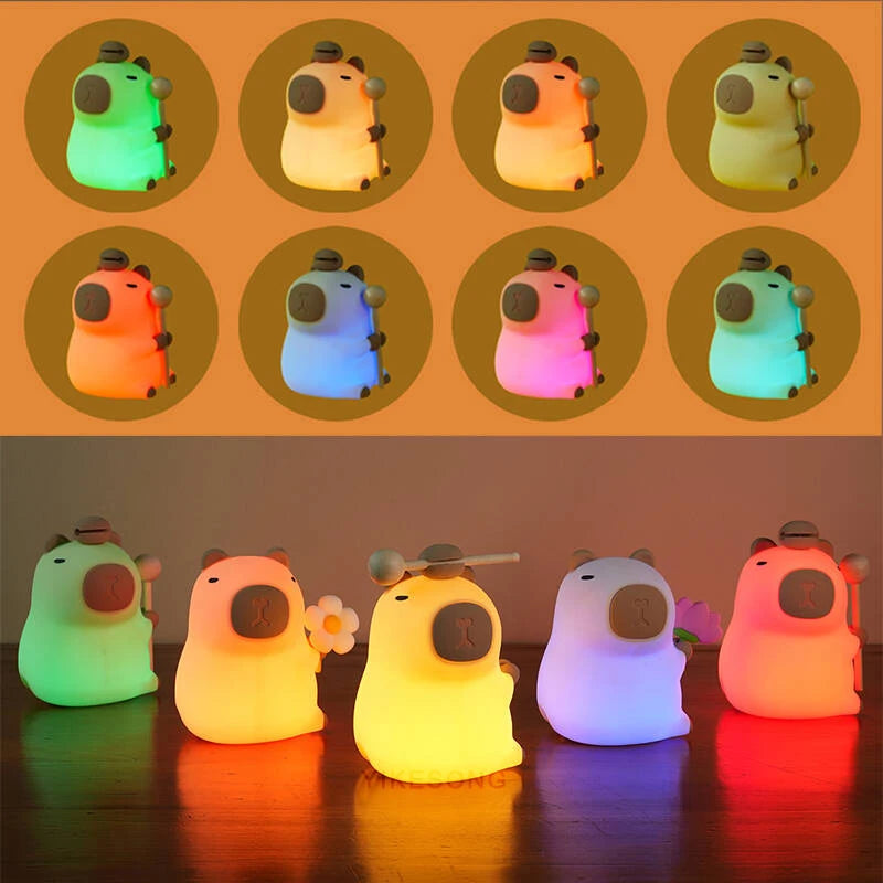Capybara LED Night Light – Touch Sensor, Dimmable USB Lamp 🐾