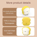 Toast Bread LED Night Light – Touch Sensor Silicone USB Lamp with Phone Holder 🍞