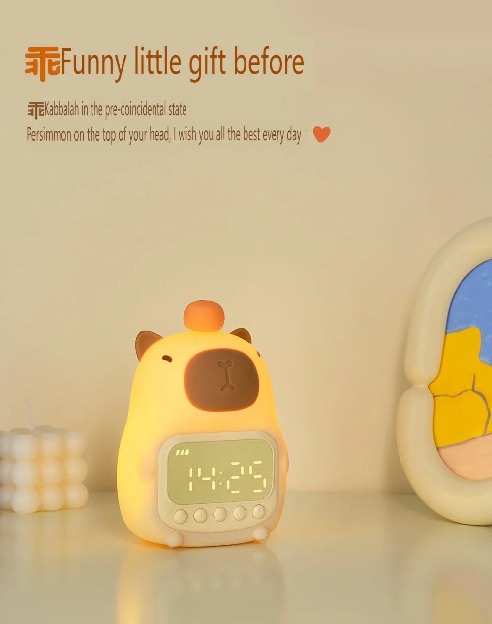 Capybara LED Night Light & Alarm Clock – Silicone USB Rechargeable Lamp
