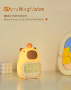 Capybara LED Night Light & Alarm Clock – Silicone USB Rechargeable Lamp