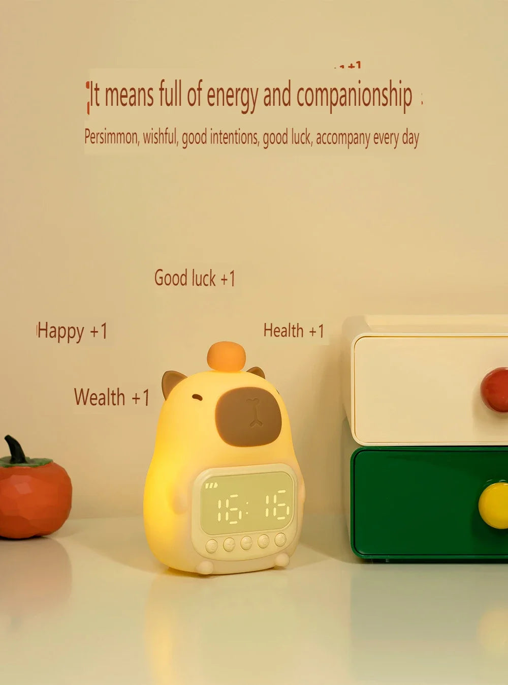 Capybara LED Night Light & Alarm Clock – Silicone USB Rechargeable Lamp