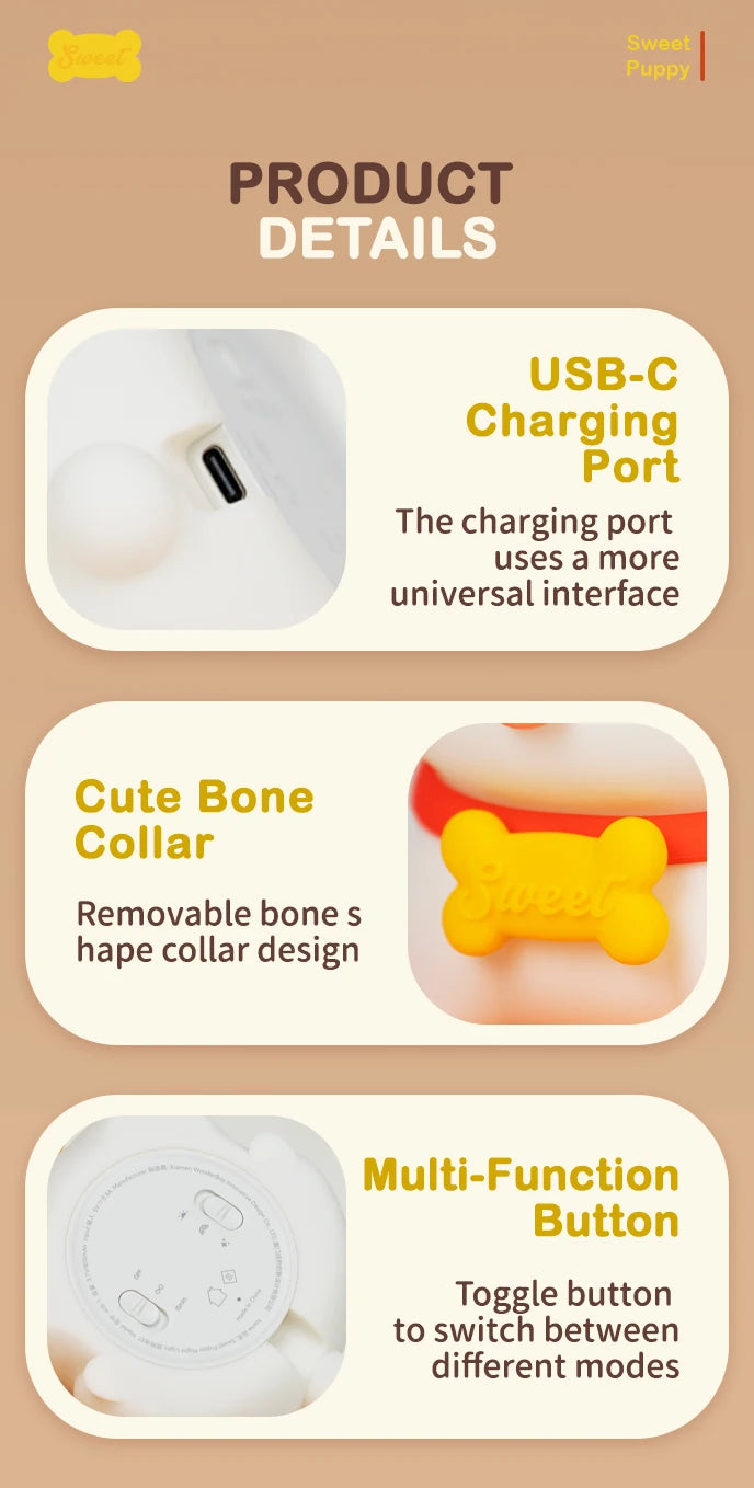 Dog LED Night Light – Soft Silicone Multi-Color USB Lamp 🐶