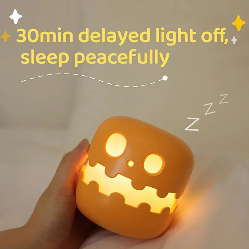 Pumpkin LED Night Light – Timed Brightness Adjustable Desktop Lamp 🎃