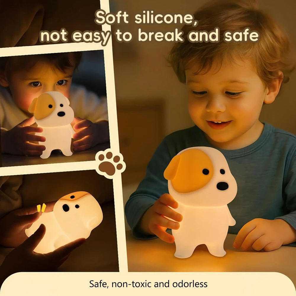 Dog LED Night Light – Rechargeable Squishy Silicone Lamp for Kids 🐶