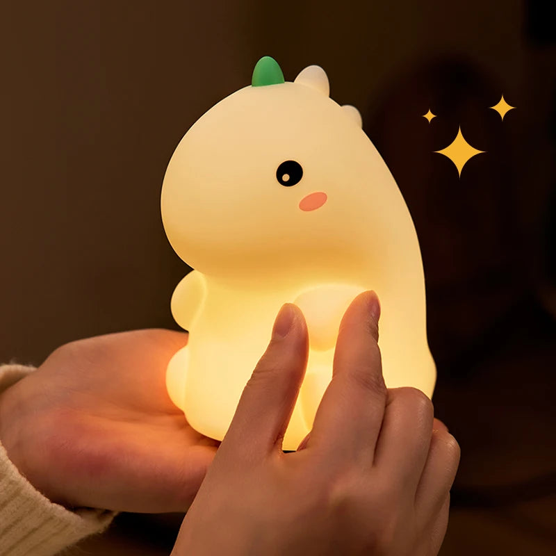 Dinosaur LED Night Light – Dimmable Silicone Lamp for Kids 🦖