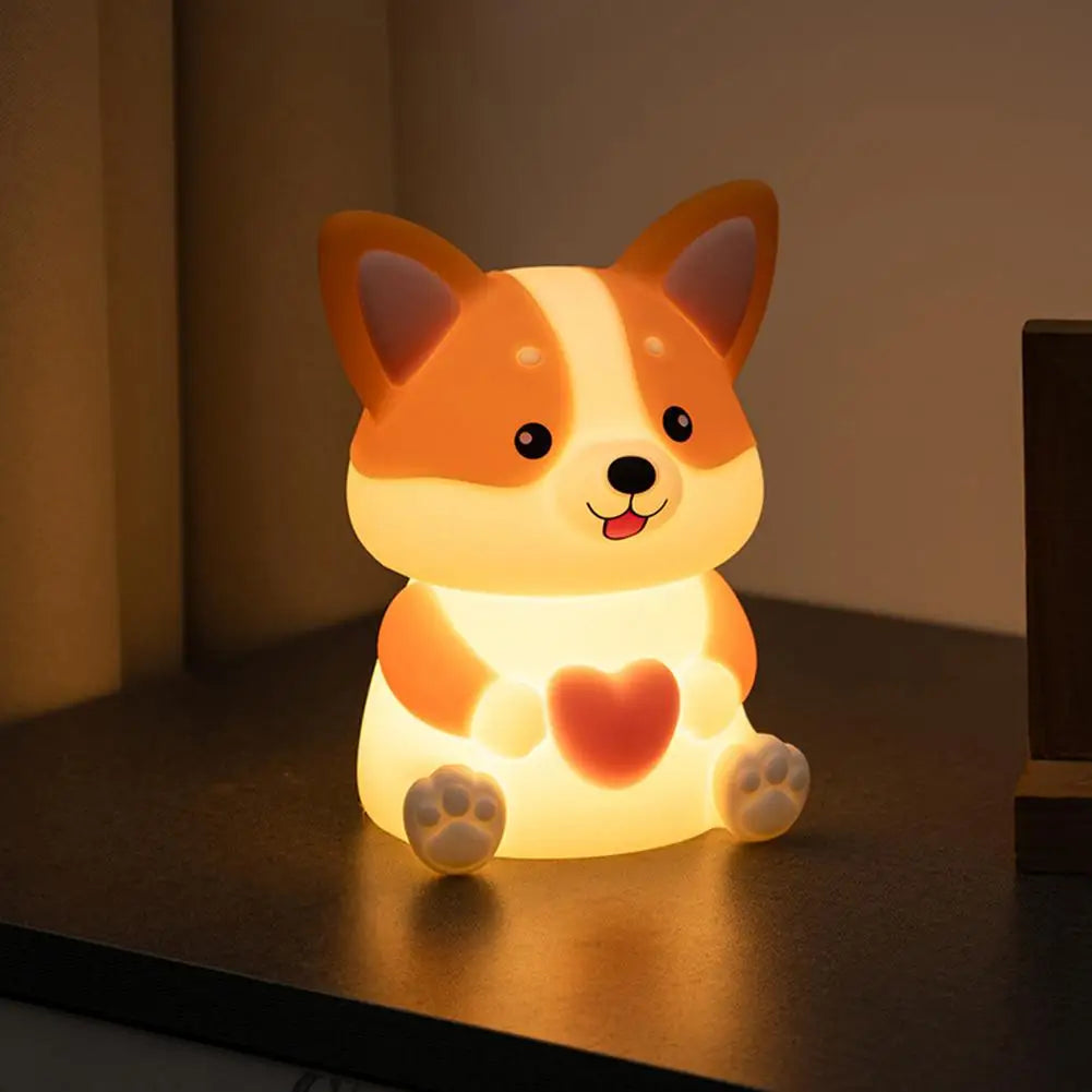 Corgi LED Night Light – 3-Mode Silicone USB Lamp for Kids 🐶