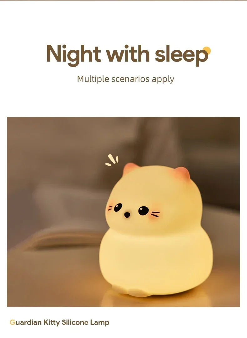 Cat LED Night Light – Soft Silicone Pat Lamp for Kids 🐱