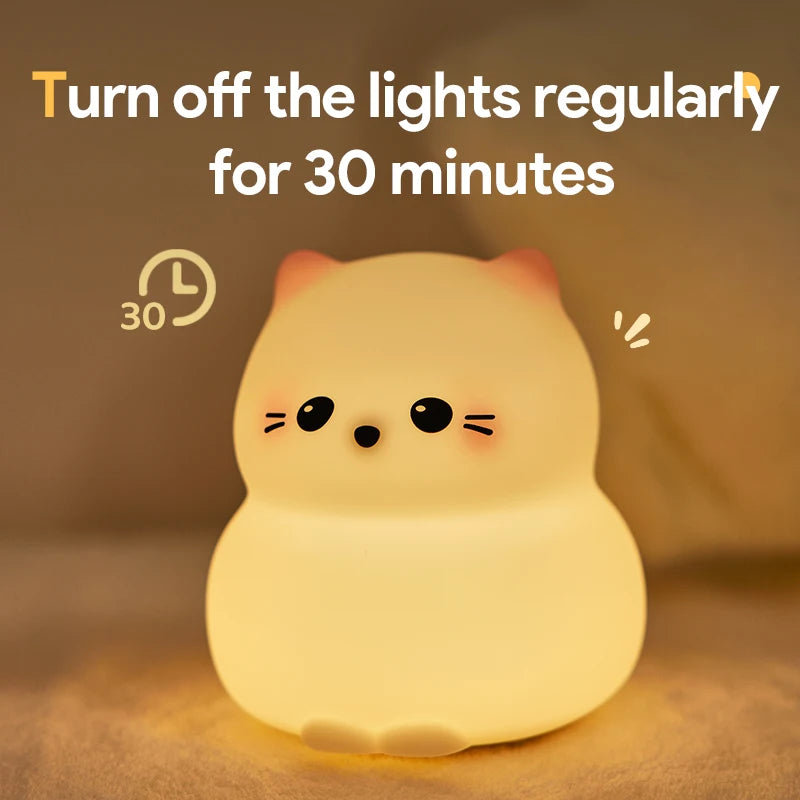 Cat LED Night Light – Soft Silicone Pat Lamp for Kids 🐱