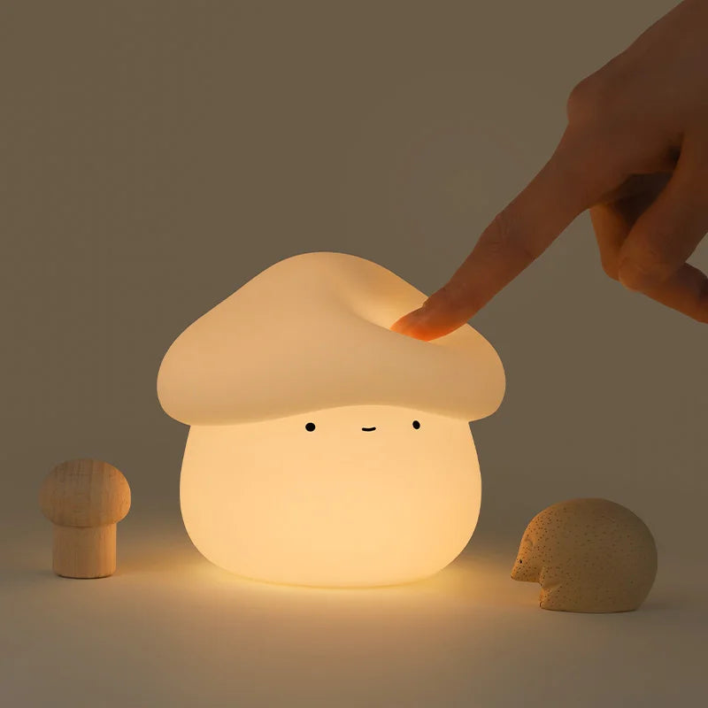 Mushroom LED Night Light – Dimmable Silicone Lamp for Kids 🍄