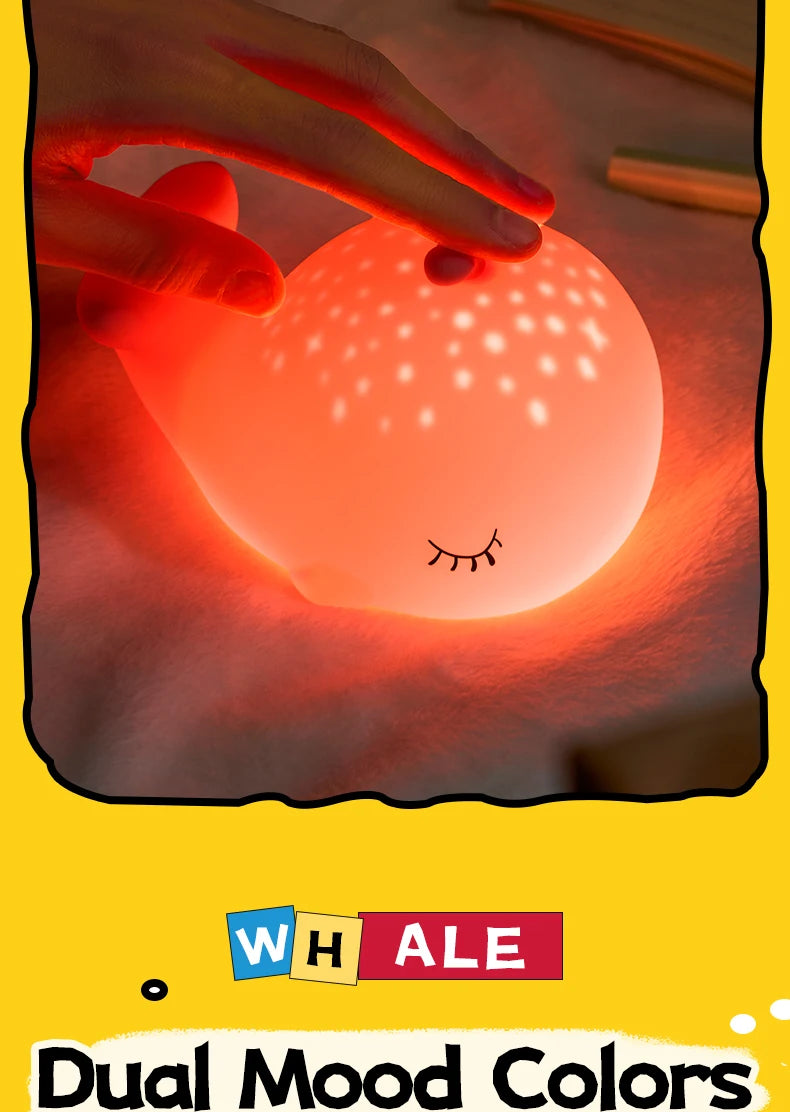 Starry Whale LED Night Light – Soft Glow USB Touch Lamp 🐋