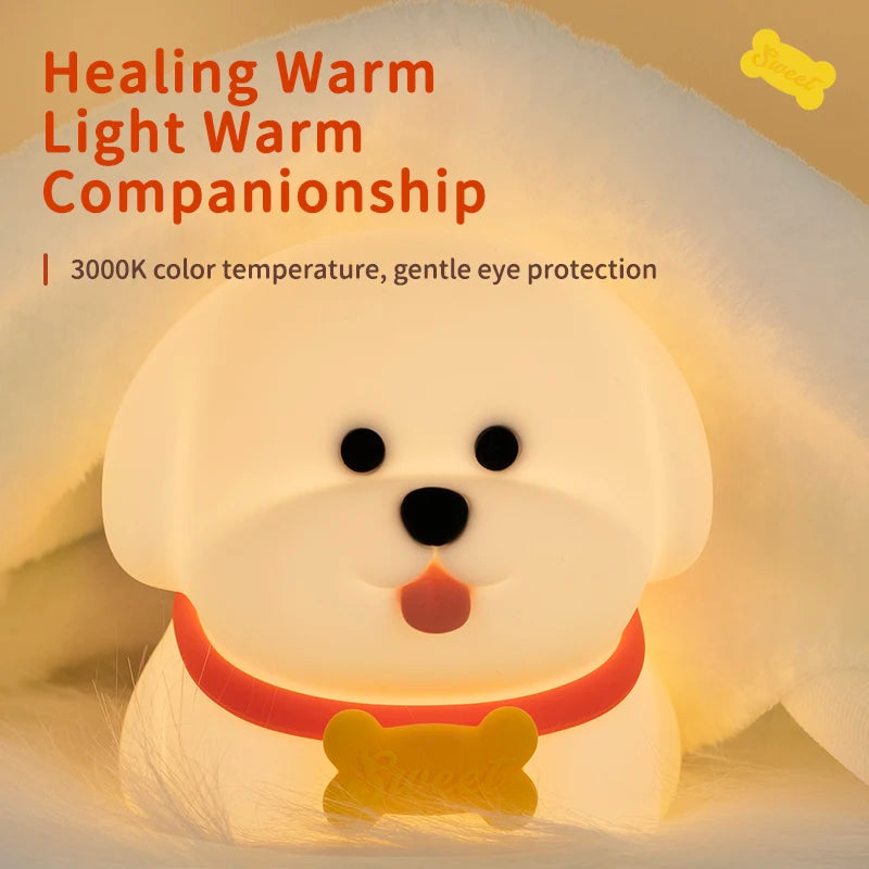 Dog LED Night Light – Soft Silicone Multi-Color USB Lamp 🐶