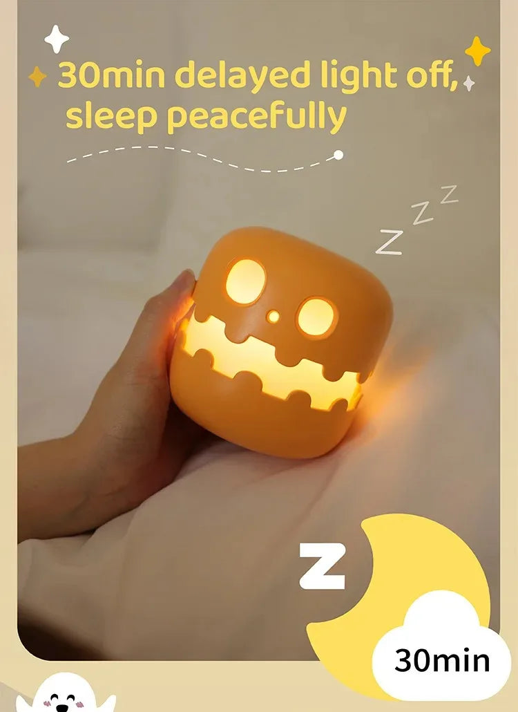 Pumpkin LED Night Light – Timed Brightness Adjustable Desktop Lamp 🎃