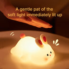 Soft Silicone Rabbit Night Lamp – Cute Cartoon Touch Light for Kids & Nursery Gift