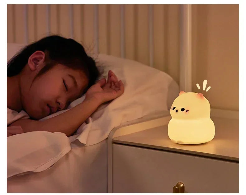 Cat LED Night Light – Soft Silicone Pat Lamp for Kids 🐱