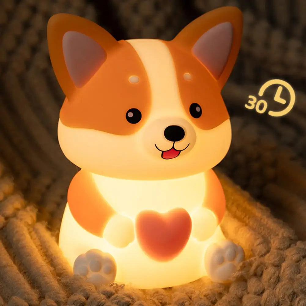 Corgi LED Night Light – 3-Mode Silicone USB Lamp for Kids 🐶