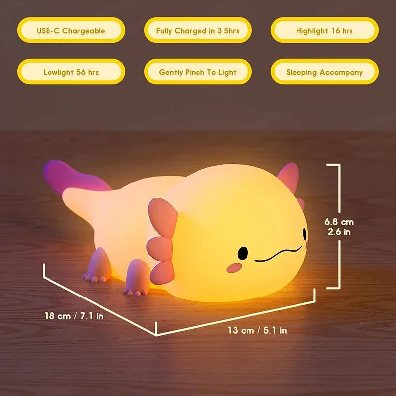 Squishy Axolotl Night Lamp – Perfect Gift 🎁