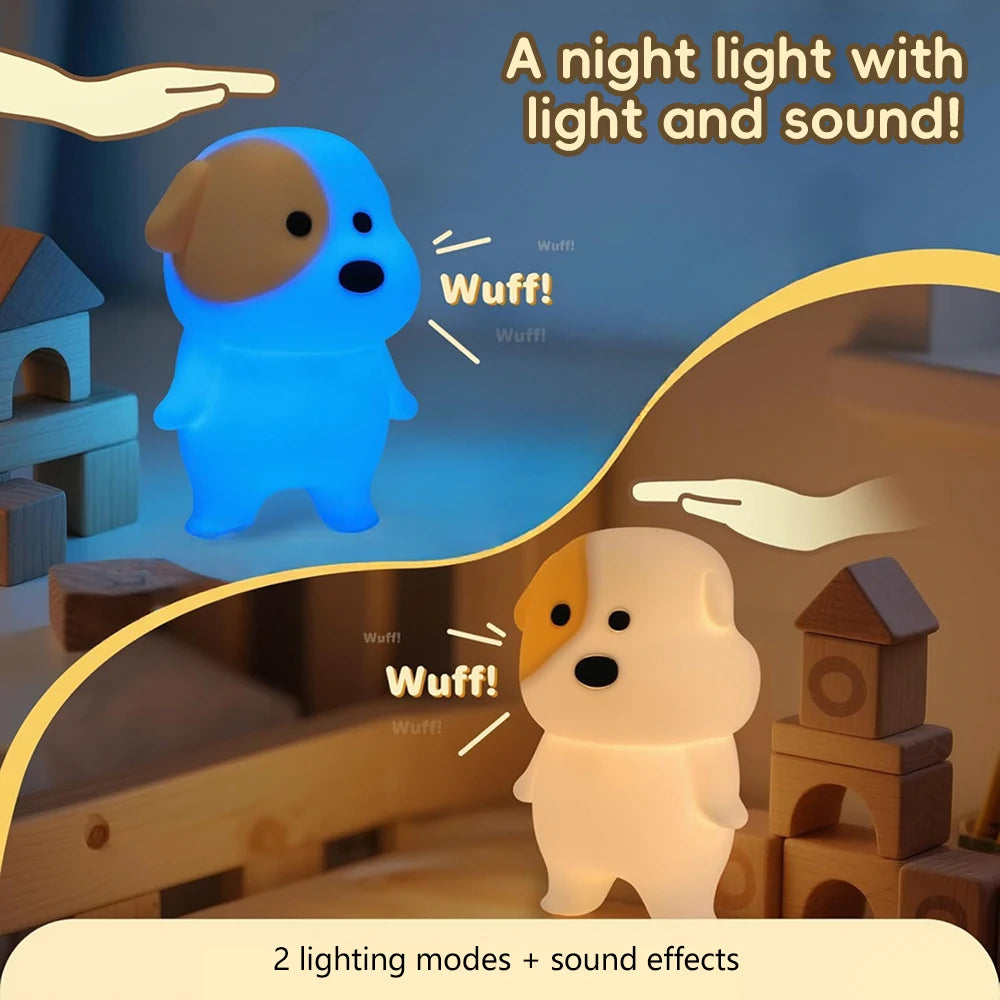 Dog LED Night Light – Rechargeable Squishy Silicone Lamp for Kids 🐶