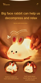 Soft Silicone Rabbit Night Lamp – Cute Cartoon Touch Light for Kids & Nursery Gift