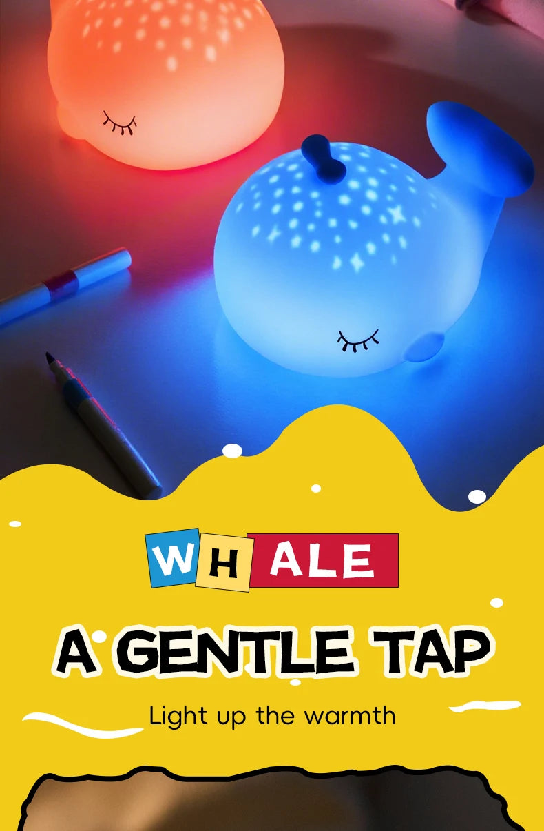 Starry Whale LED Night Light – Soft Glow USB Touch Lamp 🐋