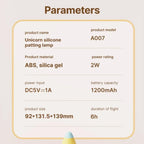 Cartoon Unicorn LED Night Lamp – Cute Silicone Pat Light for Cozy Reading & Decor