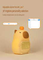 Capybara LED Night Light & Alarm Clock – Silicone USB Rechargeable Lamp