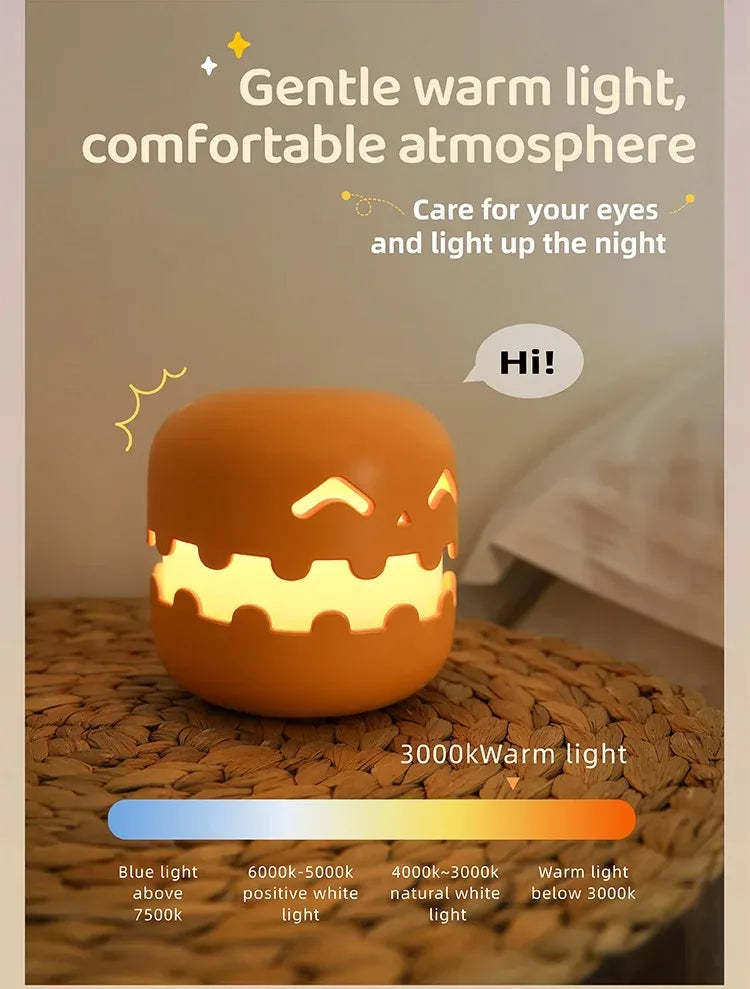 Pumpkin LED Night Light – Timed Brightness Adjustable Desktop Lamp 🎃