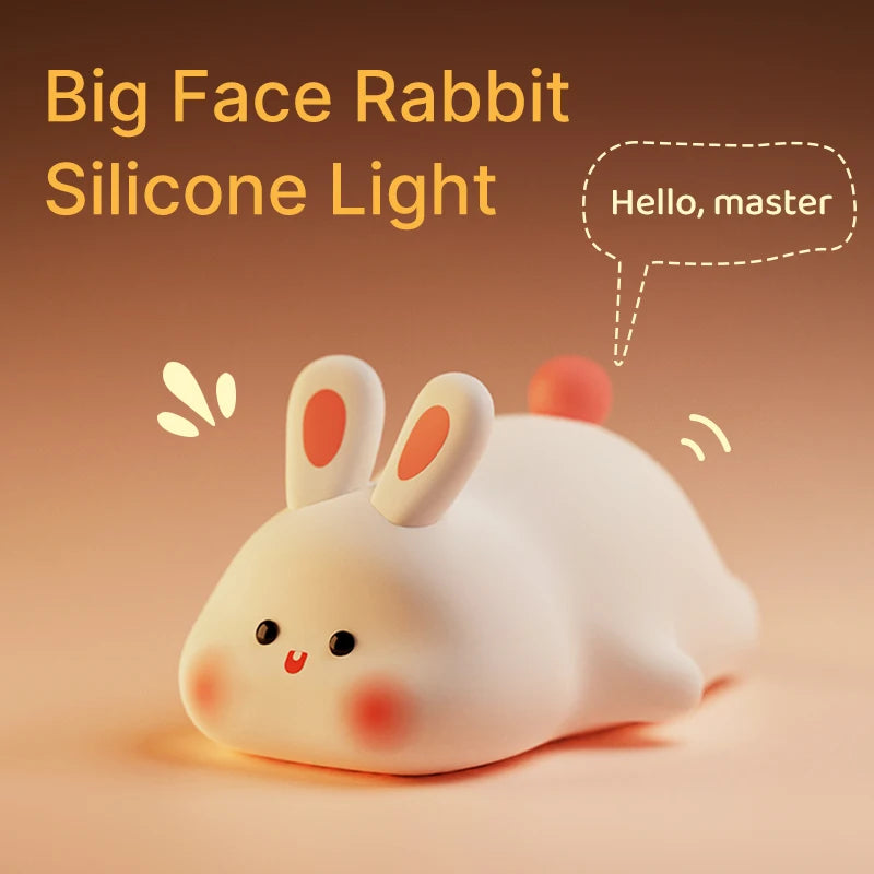 Soft Silicone Rabbit Night Lamp – Cute Cartoon Touch Light for Kids & Nursery Gift