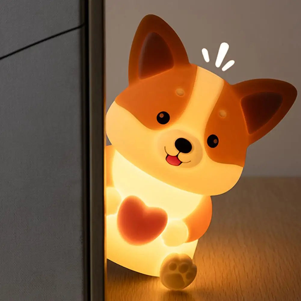 Corgi LED Night Light – 3-Mode Silicone USB Lamp for Kids 🐶