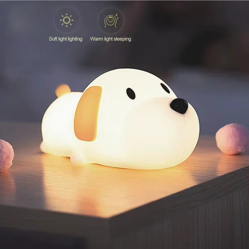 Dog LED Night Light – Silicone 2-Color Dimmable USB Lamp 🐶
