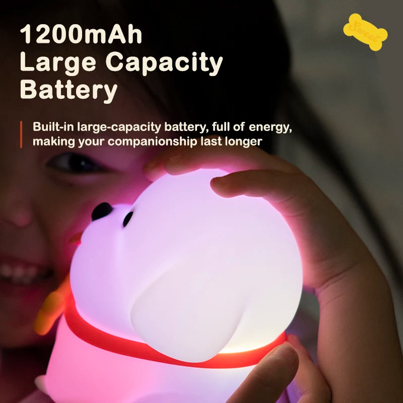 Dog LED Night Light – Soft Silicone Multi-Color USB Lamp 🐶