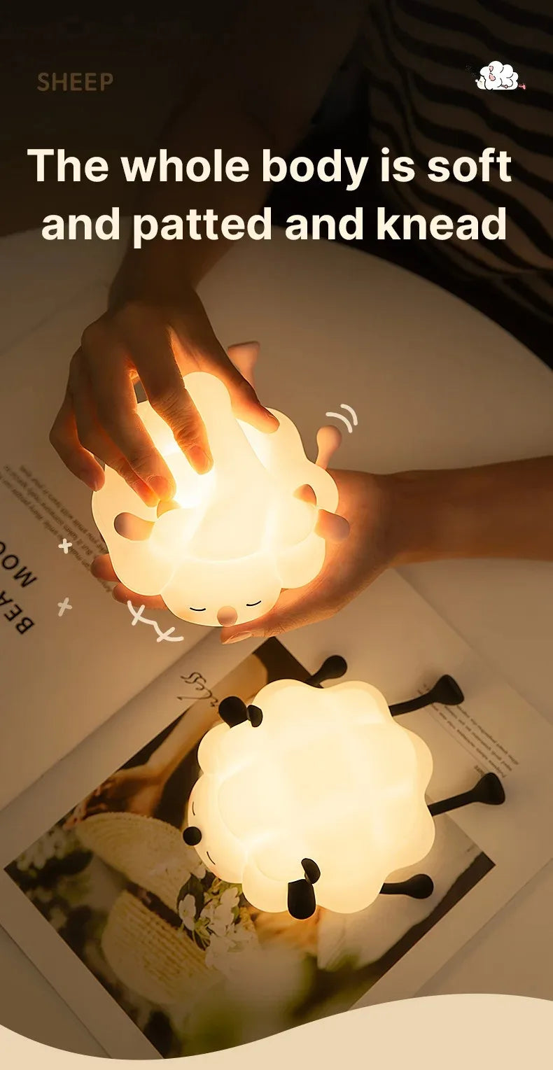 Sheep LED Night Light – USB Silicone Lamp with Phone Holder 🐑