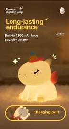 Cartoon Unicorn LED Night Lamp – Cute Silicone Pat Light for Cozy Reading & Decor
