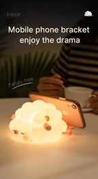 Sheep LED Night Light – USB Silicone Lamp with Phone Holder 🐑
