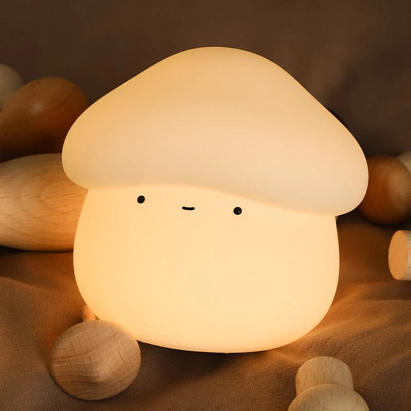 Mushroom LED Night Light – Dimmable Silicone Lamp for Kids 🍄