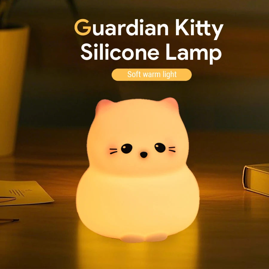 Cat LED Night Light – Soft Silicone Pat Lamp for Kids 🐱