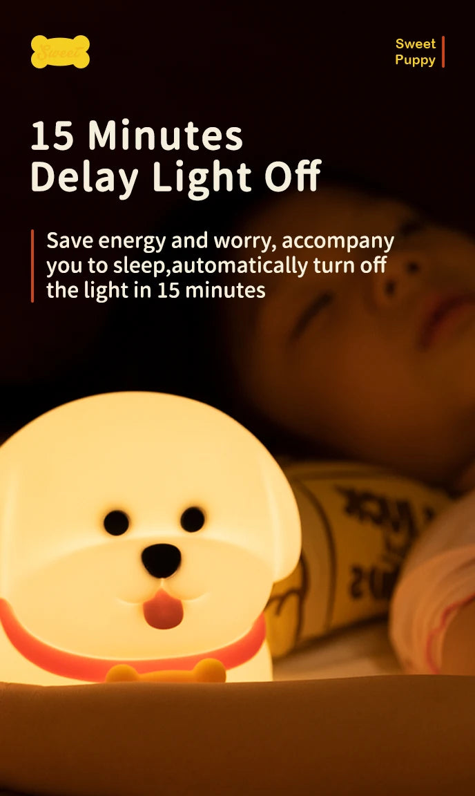 Dog LED Night Light – Soft Silicone Multi-Color USB Lamp 🐶