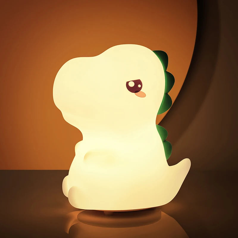 Dinosaur LED Night Light – Touch Sensor Color-Changing Silicone Lamp 🦕