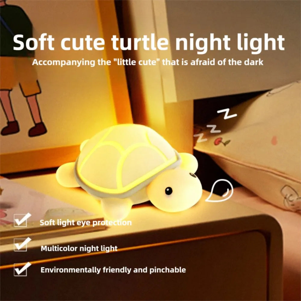 Turtle LED Night Light – Colorful Silicone Lamp for Kids’ Rooms 🐢