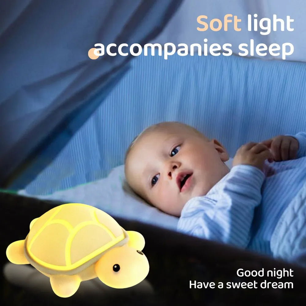 Turtle LED Night Light – Colorful Silicone Lamp for Kids’ Rooms 🐢