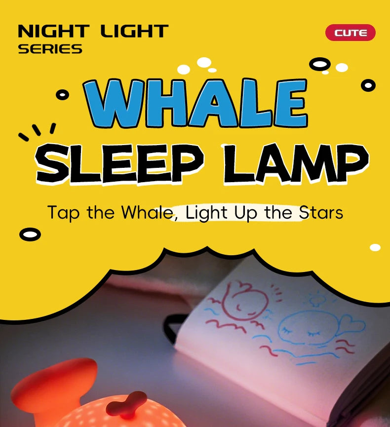 Starry Whale LED Night Light – Soft Glow USB Touch Lamp 🐋