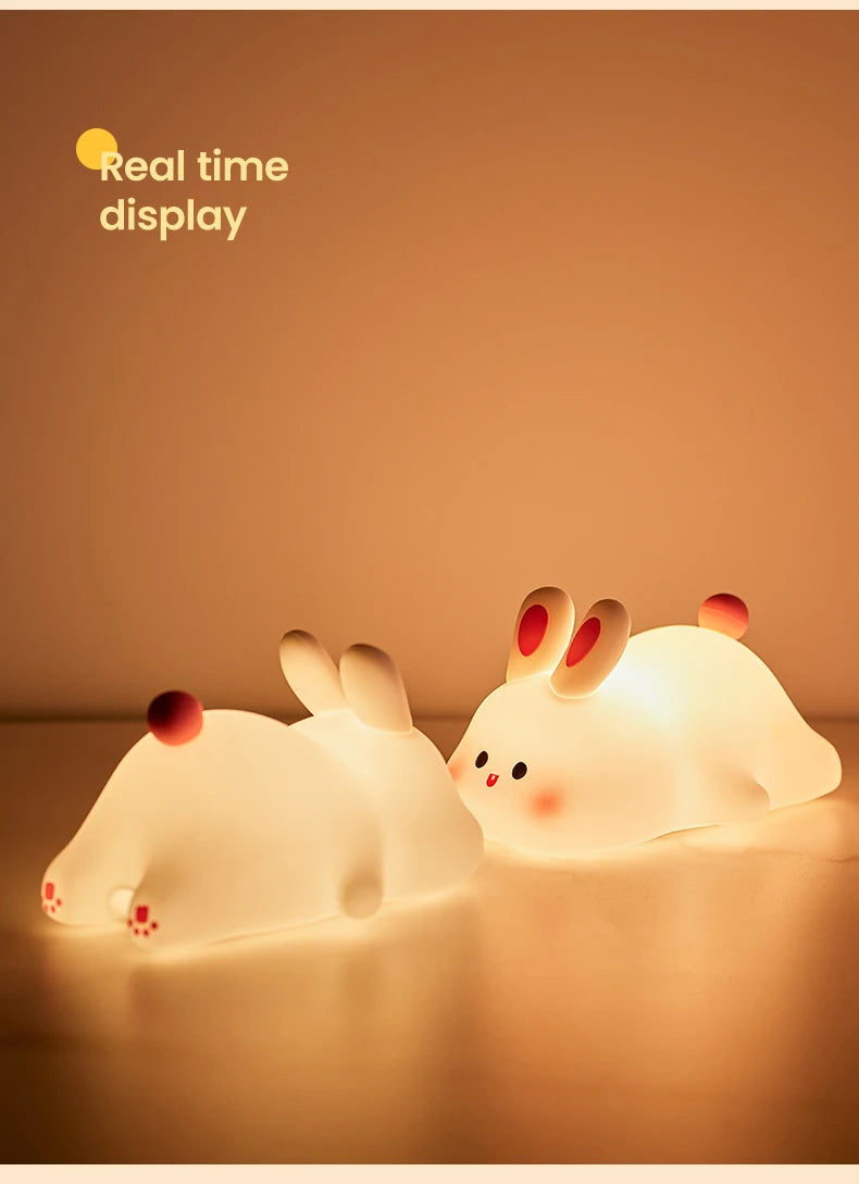 Soft Silicone Rabbit Night Lamp – Cute Cartoon Touch Light for Kids & Nursery Gift