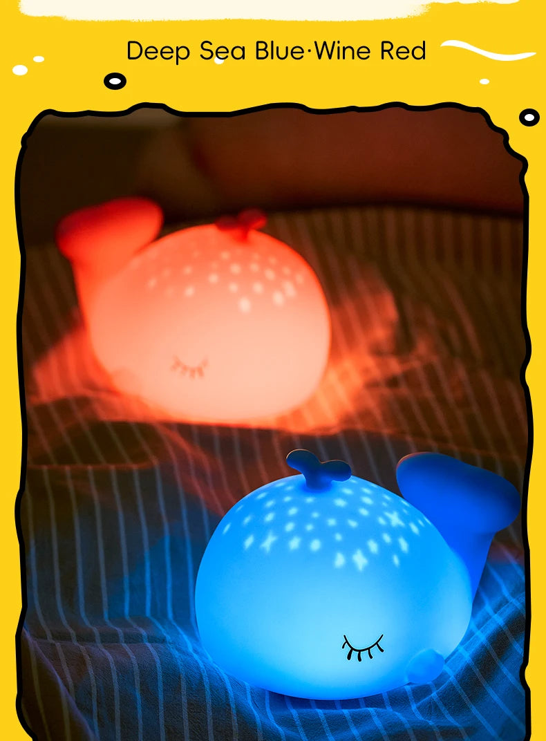 Starry Whale LED Night Light – Soft Glow USB Touch Lamp 🐋