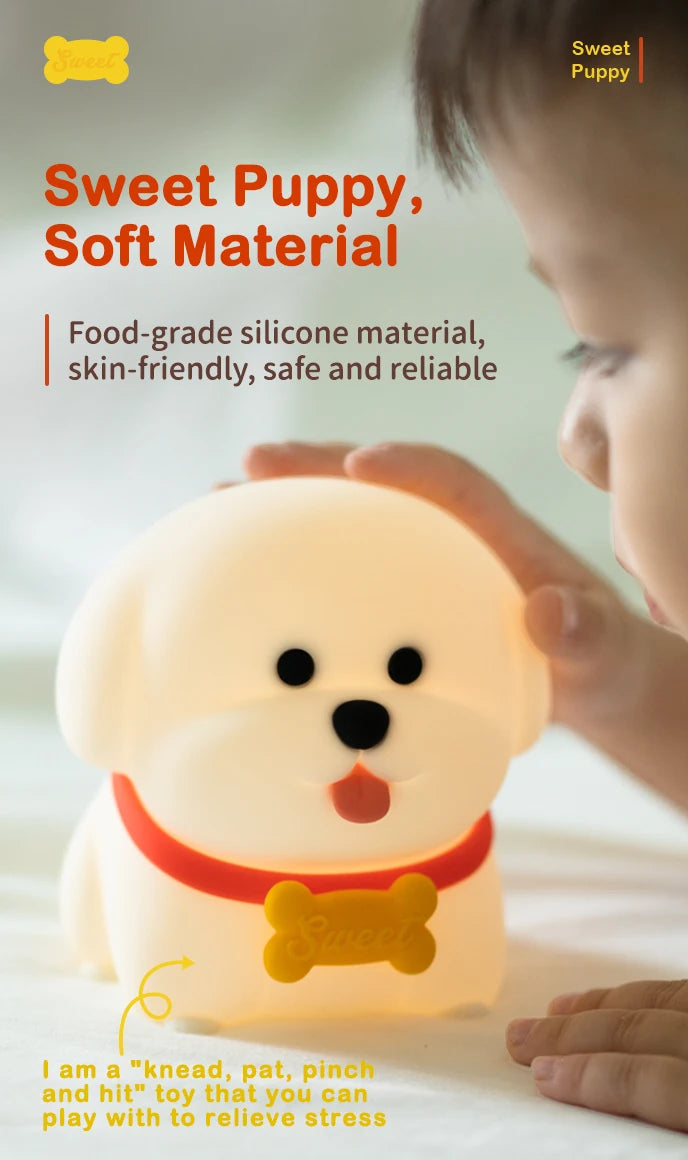 Dog LED Night Light – Soft Silicone Multi-Color USB Lamp 🐶