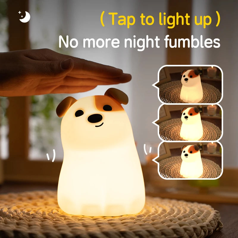 Dog LED Night Light – Rechargeable Squishy Silicone Lamp for Kids 🐶