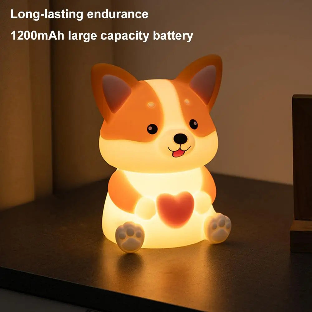 Corgi LED Night Light – 3-Mode Silicone USB Lamp for Kids 🐶