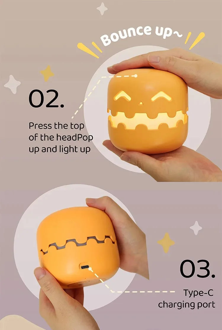 Pumpkin LED Night Light – Timed Brightness Adjustable Desktop Lamp 🎃