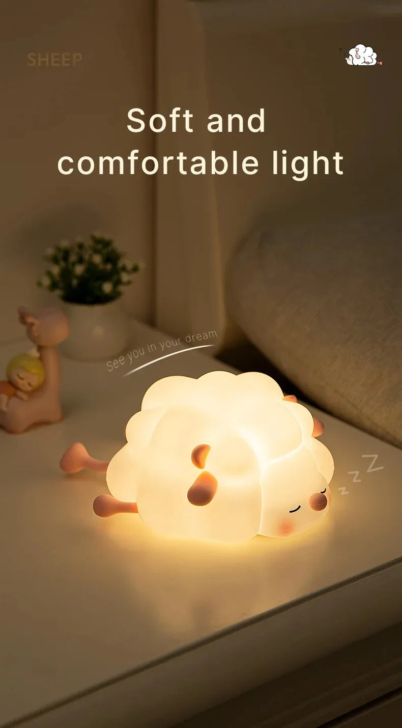 Sheep LED Night Light – USB Silicone Lamp with Phone Holder 🐑