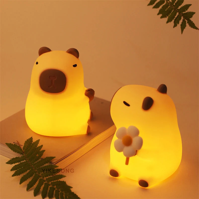 Capybara LED Night Light – Touch Sensor, Dimmable USB Lamp 🐾